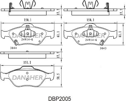 Danaher DBP2005 - Гальмівні колодки, дискові гальма autozip.com.ua