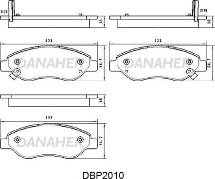 Danaher DBP2010 - Гальмівні колодки, дискові гальма autozip.com.ua