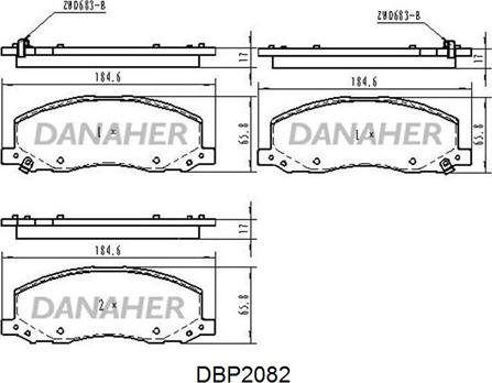 Danaher DBP2082 - Гальмівні колодки, дискові гальма autozip.com.ua