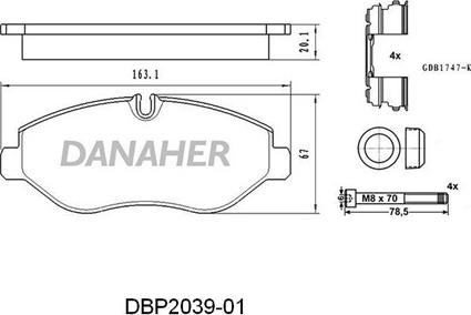 Danaher DBP2039-01 - Гальмівні колодки, дискові гальма autozip.com.ua