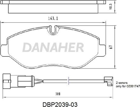 Danaher DBP2039-03 - Гальмівні колодки, дискові гальма autozip.com.ua
