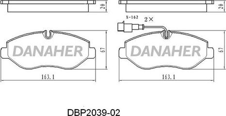 Danaher DBP2039-02 - Гальмівні колодки, дискові гальма autozip.com.ua