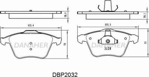 Danaher DBP2032 - Гальмівні колодки, дискові гальма autozip.com.ua