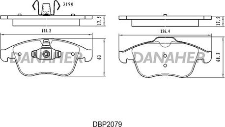 Danaher DBP2079 - Гальмівні колодки, дискові гальма autozip.com.ua