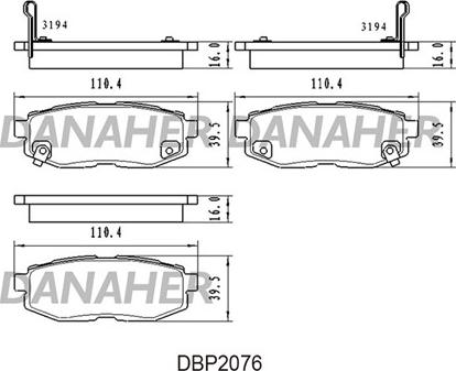 Danaher DBP2076 - Гальмівні колодки, дискові гальма autozip.com.ua