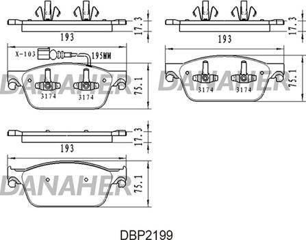 Danaher DBP2199 - Гальмівні колодки, дискові гальма autozip.com.ua