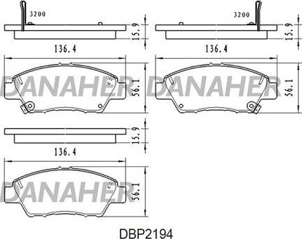 Danaher DBP2194 - Гальмівні колодки, дискові гальма autozip.com.ua