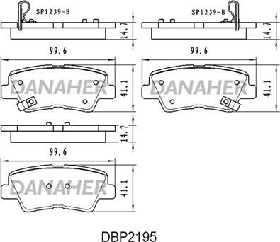 Danaher DBP2195 - Гальмівні колодки, дискові гальма autozip.com.ua