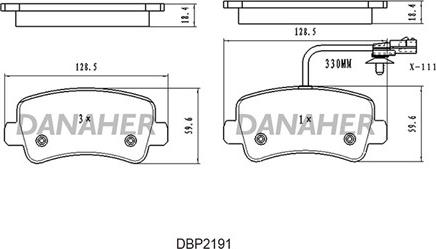 Danaher DBP2191 - Гальмівні колодки, дискові гальма autozip.com.ua