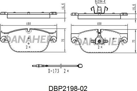 Danaher DBP2198-02 - Гальмівні колодки, дискові гальма autozip.com.ua