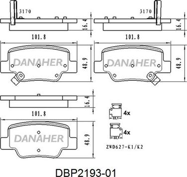 Danaher DBP2193-01 - Гальмівні колодки, дискові гальма autozip.com.ua