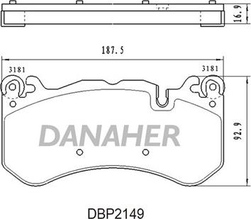 Danaher DBP2149 - Гальмівні колодки, дискові гальма autozip.com.ua