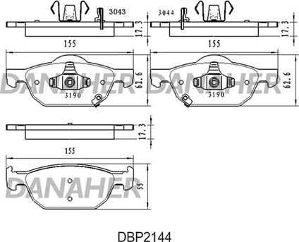 Danaher DBP2144 - Гальмівні колодки, дискові гальма autozip.com.ua