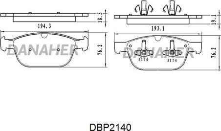 Danaher DBP2140 - Гальмівні колодки, дискові гальма autozip.com.ua