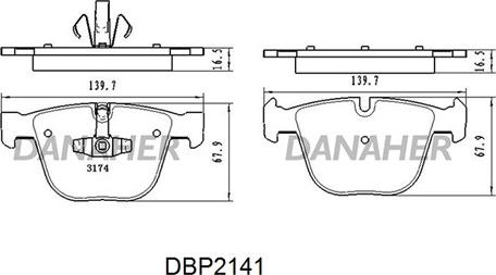 Danaher DBP2141 - Гальмівні колодки, дискові гальма autozip.com.ua