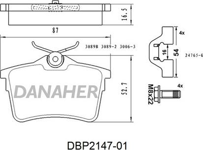 Danaher DBP2147-01 - Гальмівні колодки, дискові гальма autozip.com.ua