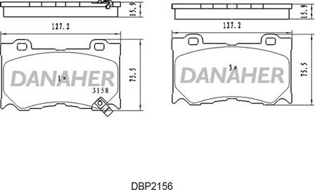 Danaher DBP2156 - Гальмівні колодки, дискові гальма autozip.com.ua