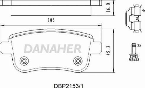 Danaher DBP2153/1 - Гальмівні колодки, дискові гальма autozip.com.ua