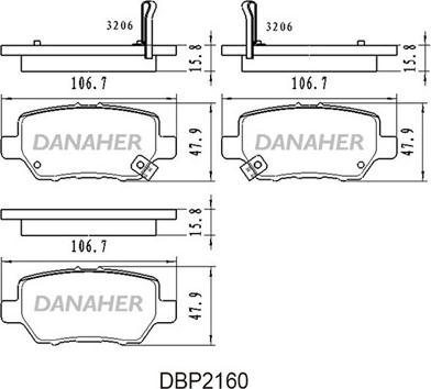 Danaher DBP2160 - Гальмівні колодки, дискові гальма autozip.com.ua