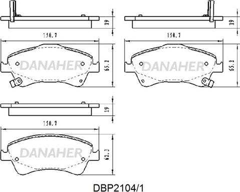 Danaher DBP2104/1 - Гальмівні колодки, дискові гальма autozip.com.ua
