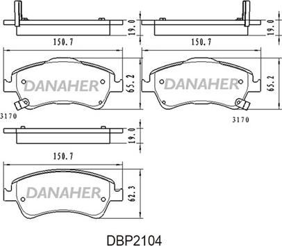 Danaher DBP2104 - Гальмівні колодки, дискові гальма autozip.com.ua