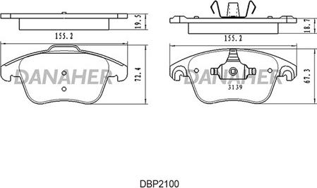Danaher DBP2100 - Гальмівні колодки, дискові гальма autozip.com.ua