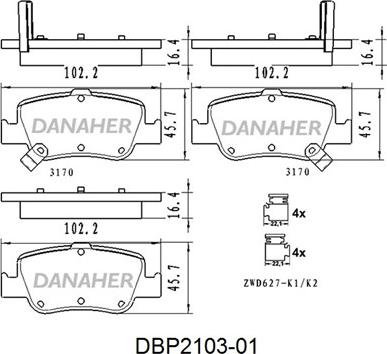 Danaher DBP2103-01 - Гальмівні колодки, дискові гальма autozip.com.ua