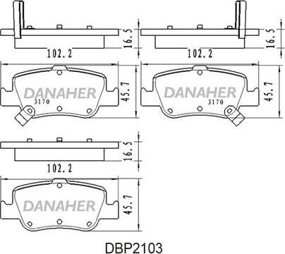 Danaher DBP2103 - Гальмівні колодки, дискові гальма autozip.com.ua