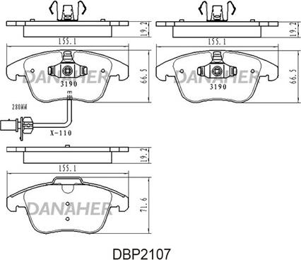 Danaher DBP2107 - Гальмівні колодки, дискові гальма autozip.com.ua