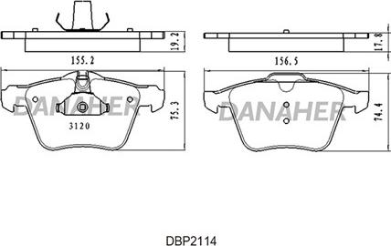 Danaher DBP2114 - Гальмівні колодки, дискові гальма autozip.com.ua