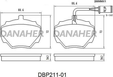 Danaher DBP211-01 - Гальмівні колодки, дискові гальма autozip.com.ua