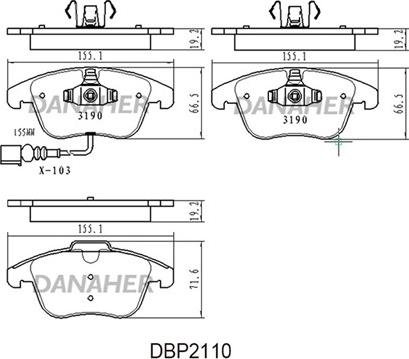 Danaher DBP2110 - Гальмівні колодки, дискові гальма autozip.com.ua