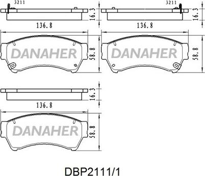 Danaher DBP2111/1 - Гальмівні колодки, дискові гальма autozip.com.ua