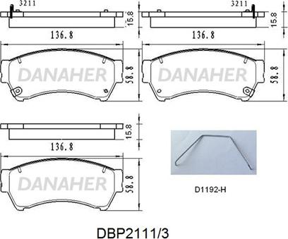 Danaher DBP2111/3 - Гальмівні колодки, дискові гальма autozip.com.ua