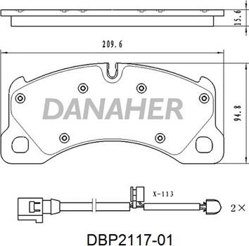 Danaher DBP2117-01 - Гальмівні колодки, дискові гальма autozip.com.ua