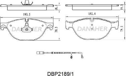 Danaher DBP2189/1 - Гальмівні колодки, дискові гальма autozip.com.ua