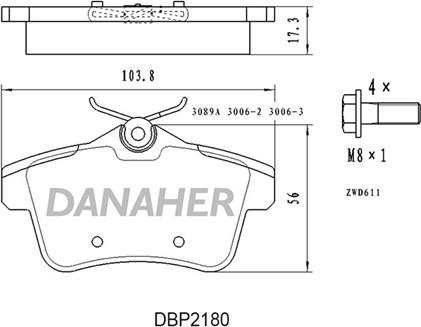 Danaher DBP2180 - Гальмівні колодки, дискові гальма autozip.com.ua