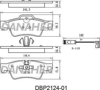 Danaher DBP2124-01 - Гальмівні колодки, дискові гальма autozip.com.ua