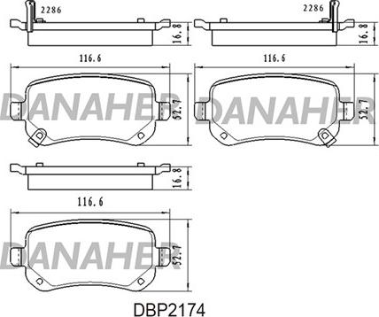 Danaher DBP2174 - Гальмівні колодки, дискові гальма autozip.com.ua