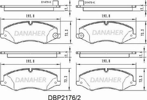 Danaher DBP2176/2 - Гальмівні колодки, дискові гальма autozip.com.ua