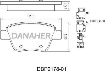 Danaher DBP2178-01 - Гальмівні колодки, дискові гальма autozip.com.ua