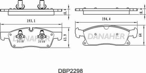 Danaher DBP2298 - Гальмівні колодки, дискові гальма autozip.com.ua