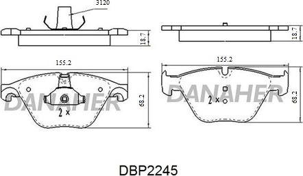 Danaher DBP2245 - Гальмівні колодки, дискові гальма autozip.com.ua