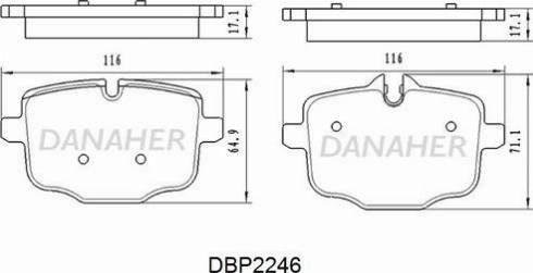 Danaher DBP2246 - Гальмівні колодки, дискові гальма autozip.com.ua