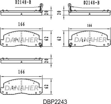 Danaher DBP2243 - Гальмівні колодки, дискові гальма autozip.com.ua