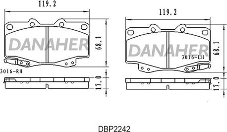 Danaher DBP2242 - Гальмівні колодки, дискові гальма autozip.com.ua