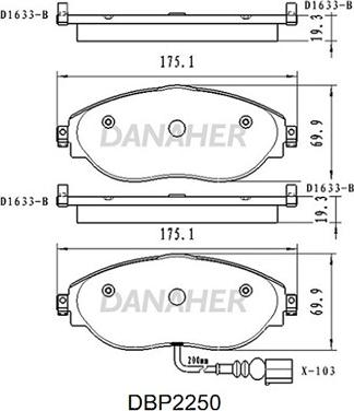 Danaher DBP2250 - Гальмівні колодки, дискові гальма autozip.com.ua