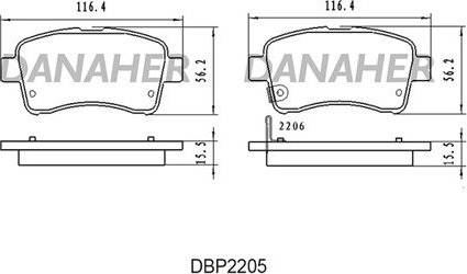 Danaher DBP2205 - Гальмівні колодки, дискові гальма autozip.com.ua