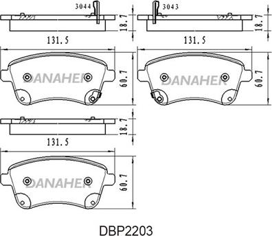 Danaher DBP2203 - Гальмівні колодки, дискові гальма autozip.com.ua