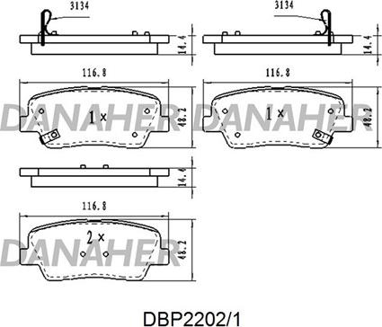 Danaher DBP2202/1 - Гальмівні колодки, дискові гальма autozip.com.ua